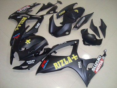 2006-2007 Suzuki GSXR 750 Motorcycle Fairings - Matte Black Yellow Rizla Motul