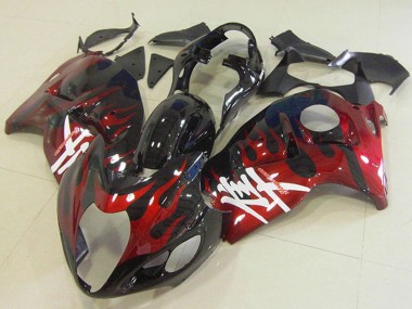 1996-2007 Suzuki GSXR 1300 Hayabusa Motorcycle Fairings - Glossy Black Red Flame