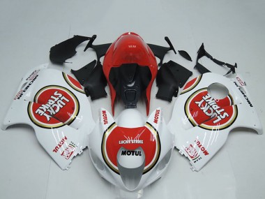 1996-2007 Suzuki GSXR 1300 Hayabusa Motorcycle Fairings - White Red Lucky Strike Motul