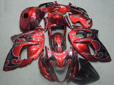 2008-2020 Suzuki GSXR 1300 Hayabusa Motorcycle Fairings - Red Black Flame