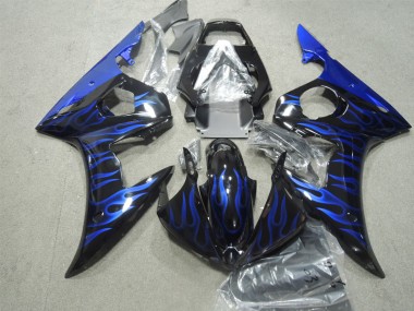 Black Blue Flame 2003-2005 Yamaha YZF R6 Motorcycle Fairing