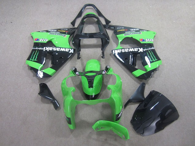 Black Green Monster 2000-2002 Kawasaki ZX6R Motorcycle Fairings Black Green Monster 2000-2002 Kawasaki ZX6R Motorcycle Fairings