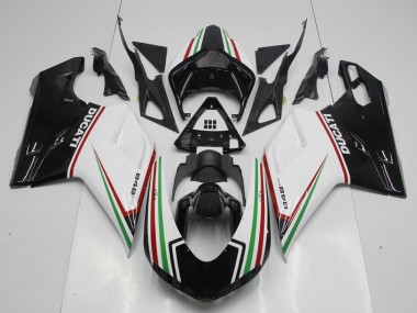 Black Green and White 2007-2014 Ducati 848 1098 1198 Motorcycle Fairings