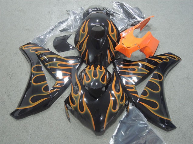 Black Orange Flame 2008-2011 Honda CBR1000RR Motorcycle Fairings Black Orange Flame 2008-2011 Honda CBR1000RR Motorcycle Fairings