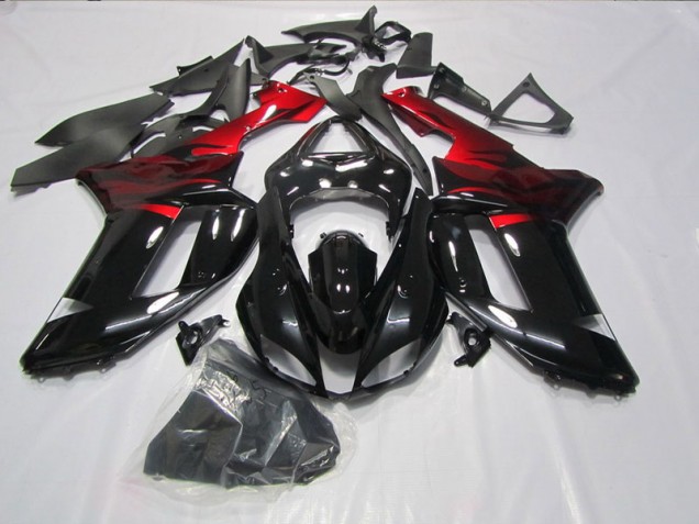 Black Red 2007-2008 Kawasaki ZX6R Motorcycle Fairings Black Red 2007-2008 Kawasaki ZX6R Motorcycle Fairings