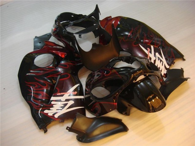 Black Red Flame 1996-2007 Suzuki GSXR 1300 Hayabusa Motorcycle Fairings Black Red Flame 1996-2007 Suzuki GSXR 1300 Hayabusa Motorcycle Fairings