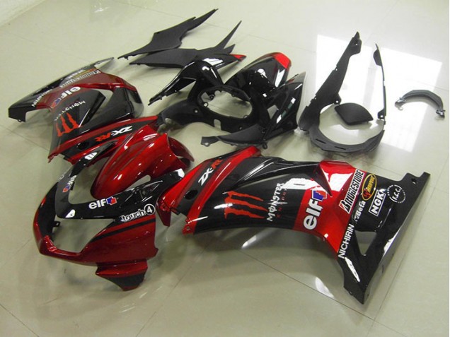 Black Red Monster 2008-2012 Kawasaki ZX250R Motorcycle Fairing Black Red Monster 2008-2012 Kawasaki ZX250R Motorcycle Fairing