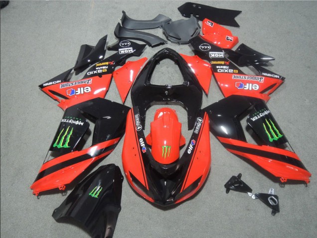 Black Red Touch4 Monster 2006-2007 Kawasaki ZX10R Motorcycle Fairings Black Red Touch4 Monster 2006-2007 Kawasaki ZX10R Motorcycle Fairings