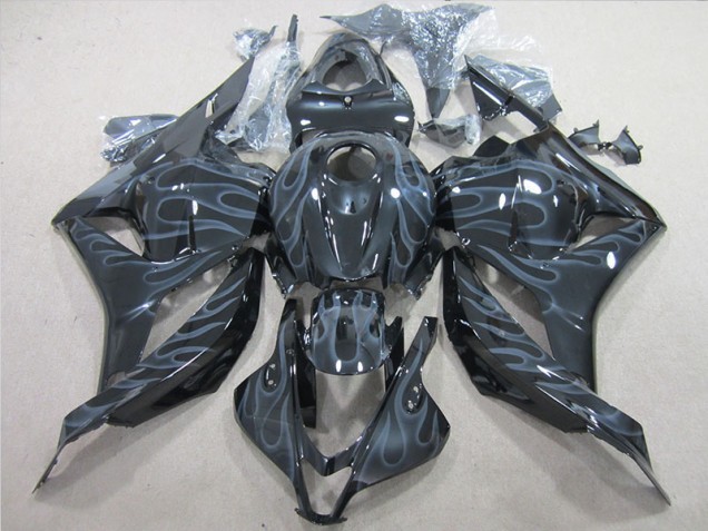 Black Silver Flame 2009-2012 Honda CBR600RR Motorcycle Fairing Black Silver Flame 2009-2012 Honda CBR600RR Motorcycle Fairing