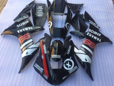 Black White 2002-2003 Yamaha YZF R1 Motorcycle Fairings