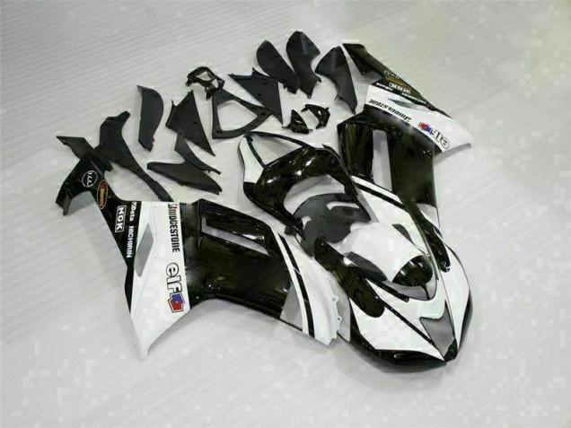 Black White 2007-2008 Kawasaki ZX6R Motorcycle Fairing Black White 2007-2008 Kawasaki ZX6R Motorcycle Fairing