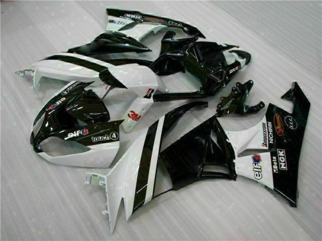 Black White 3M Touch4 2009-2012 Kawasaki ZX6R Motorcycle Fairings Black White 3M Touch4 2009-2012 Kawasaki ZX6R Motorcycle Fairings