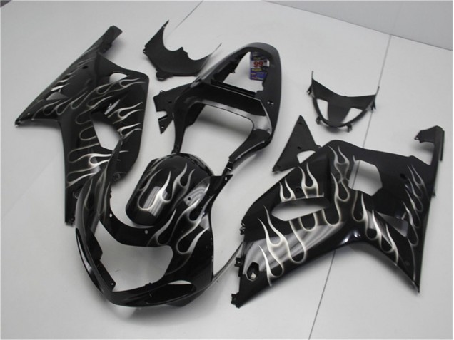 Black White Flame 2001-2003 Suzuki GSXR 600/750 Motorcycle Fairings Black White Flame 2001-2003 Suzuki GSXR 600/750 Motorcycle Fairings