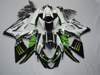 Black White Green Monster Pizzoli 2009-2016 Suzuki GSXR 1000 Motorcycle Fairings