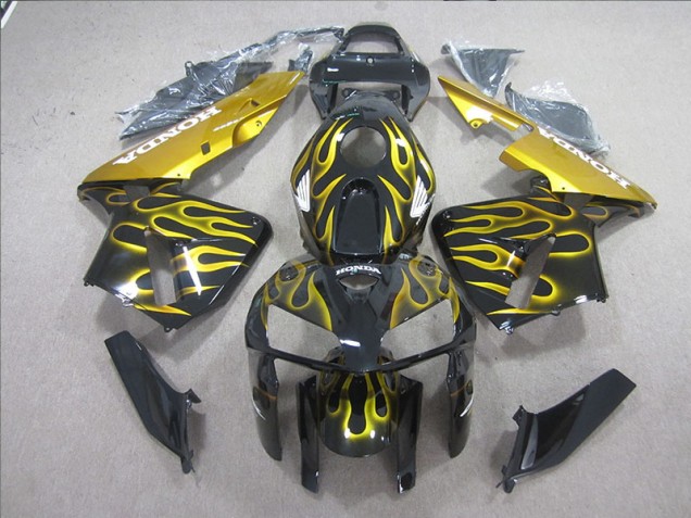 Black Yellow Flame 2005-2006 Honda CBR600RR Motorcycle Fairings Black Yellow Flame 2005-2006 Honda CBR600RR Motorcycle Fairings