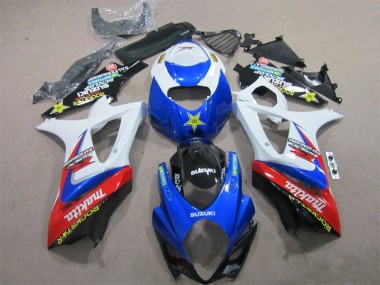 Blue White Rockstar 2007-2008 Suzuki GSXR 1000 Motorcycle Fairings