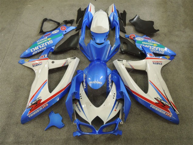 Blue White with Decals 2008-2010 Suzuki GSXR 600 Motorcycle Fairings Blue White with Decals 2008-2010 Suzuki GSXR 600 Motorcycle Fairings