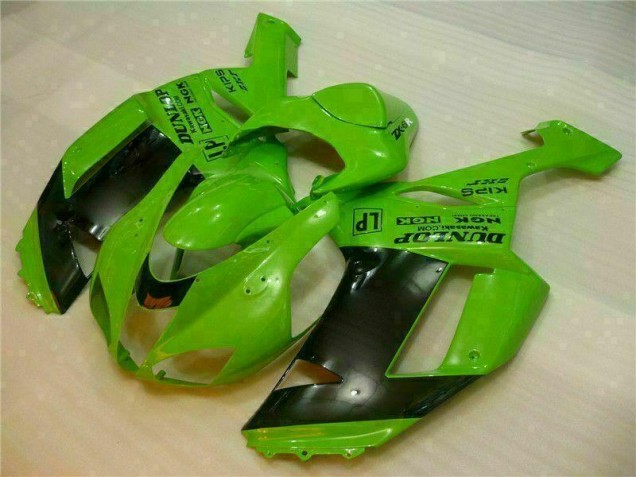 Green Black Dunlop 2007-2008 Kawasaki ZX6R Motorcycle Fairings Green Black Dunlop 2007-2008 Kawasaki ZX6R Motorcycle Fairings