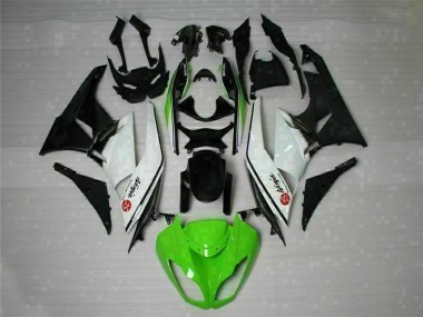 Green Black White 25 2009-2012 Kawasaki ZX6R Motorcycle Fairings