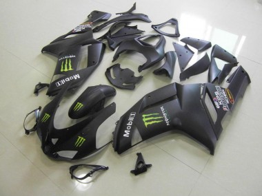 Matte Black Monster 2007-2008 Kawasaki ZX6R Motorcycle Fairings