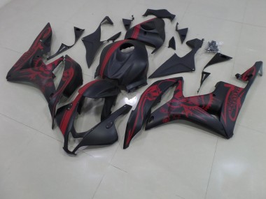 Matte Black Red Skull with Stripe 2007-2008 Honda CBR600RR Motorcycle Fairings