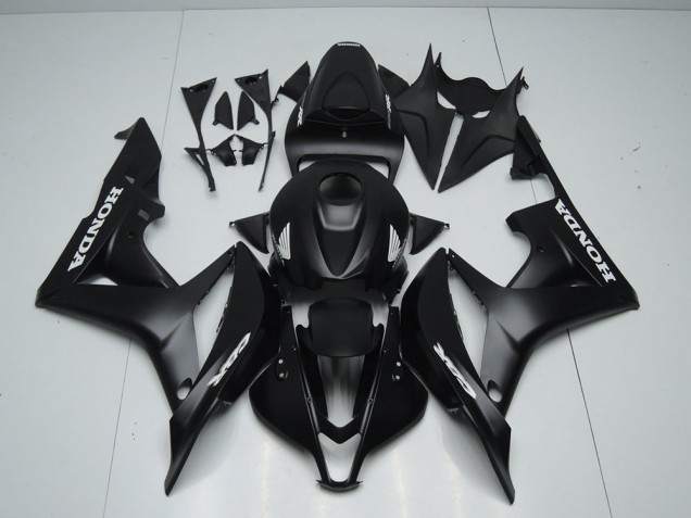 Matte Black with White Sticker 2007-2008 Honda CBR600RR Motorcycle Fairings Matte Black with White Sticker 2007-2008 Honda CBR600RR Motorcycle Fairings