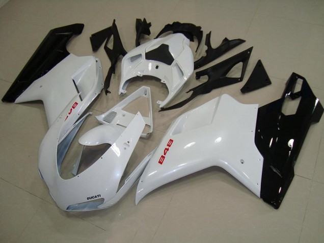 Pearl White Black 2007-2014 Ducati 848 1098 1198 Motorcycle Fairings Pearl White Black 2007-2014 Ducati 848 1098 1198 Motorcycle Fairings
