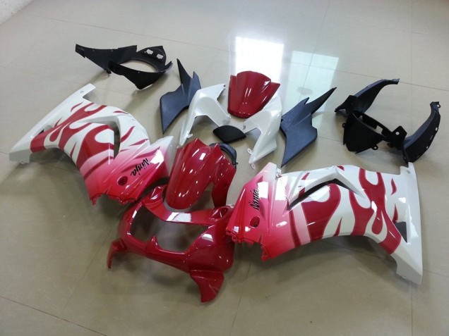 Pink Red Flame 2008-2012 Kawasaki ZX250R Motorcycle Fairings Pink Red Flame 2008-2012 Kawasaki ZX250R Motorcycle Fairings