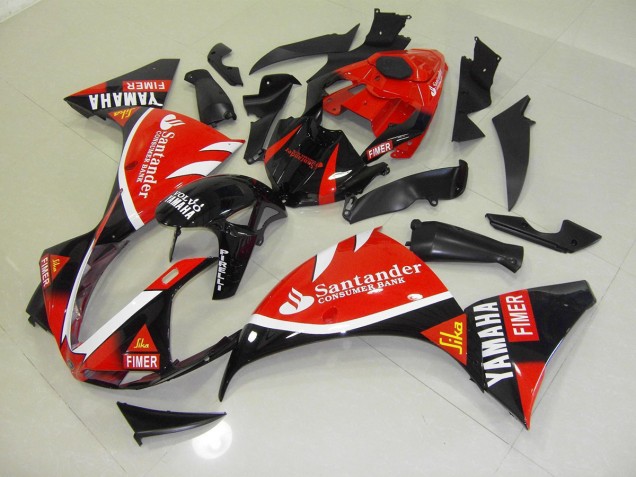 Red Black Santander 2009-2011 Yamaha YZF R1 Motorcycle Fairings