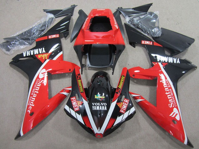 Red Black White Santander 2004-2006 Yamaha YZF R1 Motorcycle Fairings Red Black White Santander 2004-2006 Yamaha YZF R1 Motorcycle Fairings