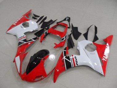 Red and White and Black 2003-2005 Yamaha YZF R6 Motorcycle Fairings