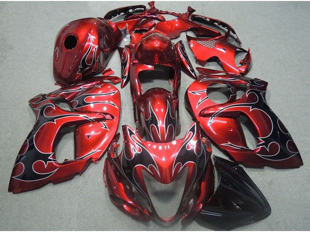 Red with Black Flame 1996-2007 Suzuki GSXR 1300 Hayabusa Motorcycle Fairings Red with Black Flame 1996-2007 Suzuki GSXR 1300 Hayabusa Motorcycle Fairings
