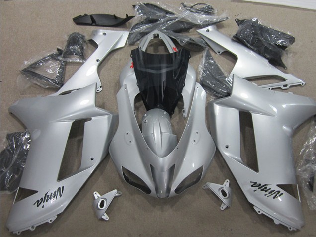 Silver 2007-2008 Kawasaki ZX6R Motorcycle Fairing Silver 2007-2008 Kawasaki ZX6R Motorcycle Fairing