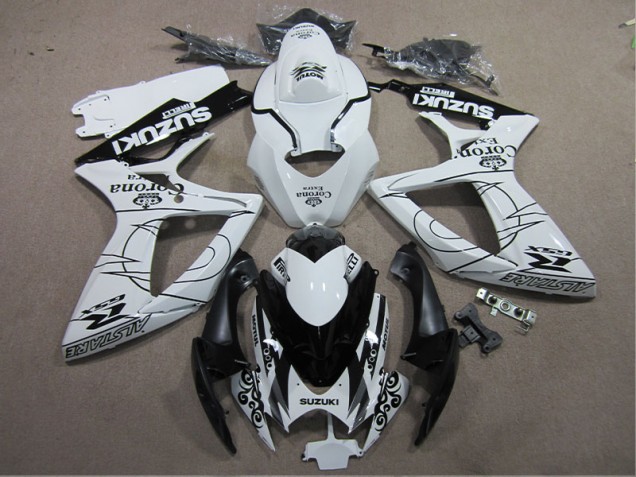 White Black Corona Extra 2006-2007 Suzuki GSXR 600 Motorcycle Fairings White Black Corona Extra 2006-2007 Suzuki GSXR 600 Motorcycle Fairings