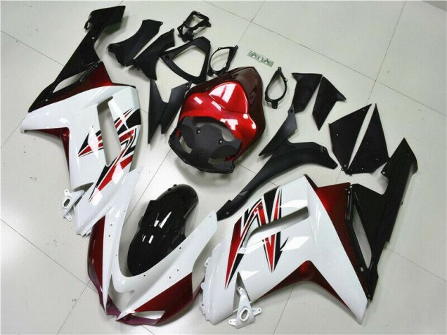 White Black Red 2007-2008 Kawasaki ZX6R Motorcycle Fairings White Black Red 2007-2008 Kawasaki ZX6R Motorcycle Fairings