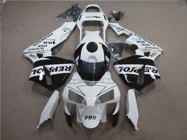 White Black Repsol 2005-2006 Honda CBR600RR Motorcycle Fairings White Black Repsol 2005-2006 Honda CBR600RR Motorcycle Fairings