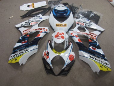 White Blue Dark Dog 2007-2008 Suzuki GSXR 1000 Motorcycle Fairings