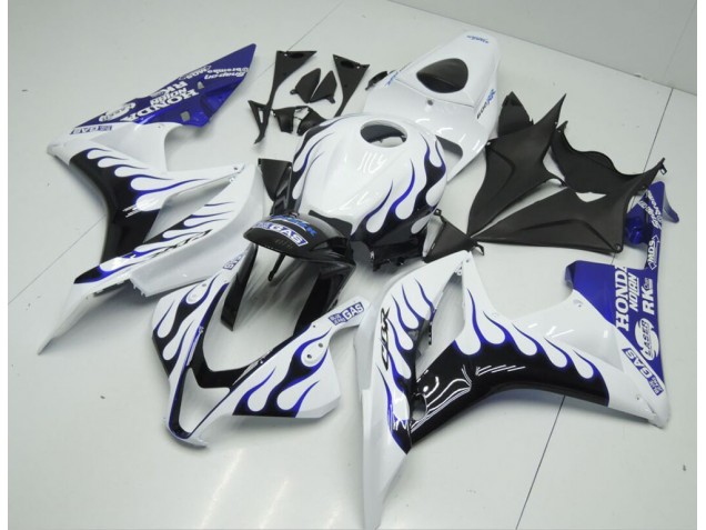 White Blue Flame 2007-2008 Honda CBR600RR Motorcycle Fairings White Blue Flame 2007-2008 Honda CBR600RR Motorcycle Fairings