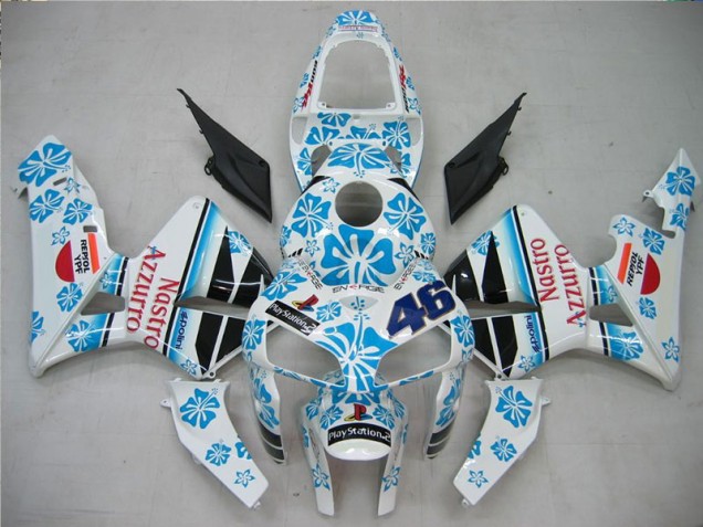 White Blue Nastro Azzurro 46 2005-2006 Honda CBR600RR Motorcycle Fairings White Blue Nastro Azzurro 46 2005-2006 Honda CBR600RR Motorcycle Fairings