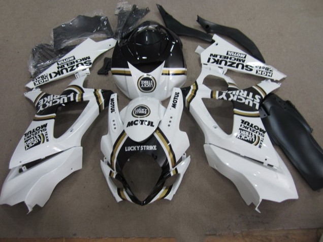 White Lucky Strike Black Motul 2007-2008 Suzuki GSXR 1000 Motorcycle Fairings