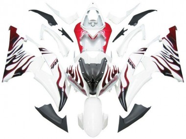 White Red Flame R6 2008-2016 Yamaha YZF R6 Motorcycle Fairings