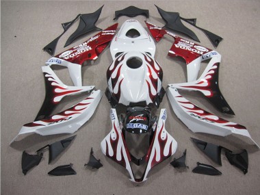 White Red Flame SHARK 2007-2008 Honda CBR600RR Motorcycle Fairings