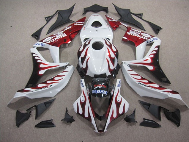 White Red Flame SHARK 2007-2008 Honda CBR600RR Motorcycle Fairings