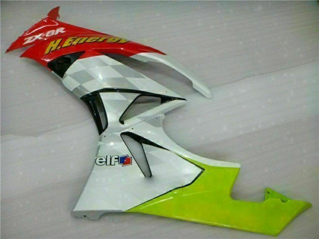 White Red H. Energy 2009-2012 Kawasaki ZX6R Motorcycle Fairings White Red H. Energy 2009-2012 Kawasaki ZX6R Motorcycle Fairings
