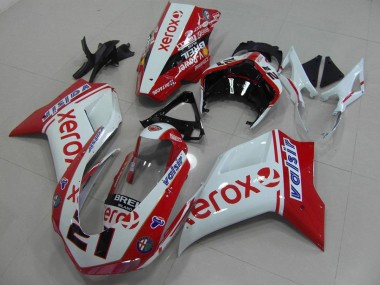 White Red Xerox 2007-2014 Ducati 848 1098 1198 Motorcycle Fairing