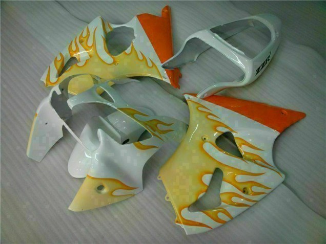 White Yellow Flame 2000-2002 Kawasaki ZX6R Motorcycle Fairings White Yellow Flame 2000-2002 Kawasaki ZX6R Motorcycle Fairings