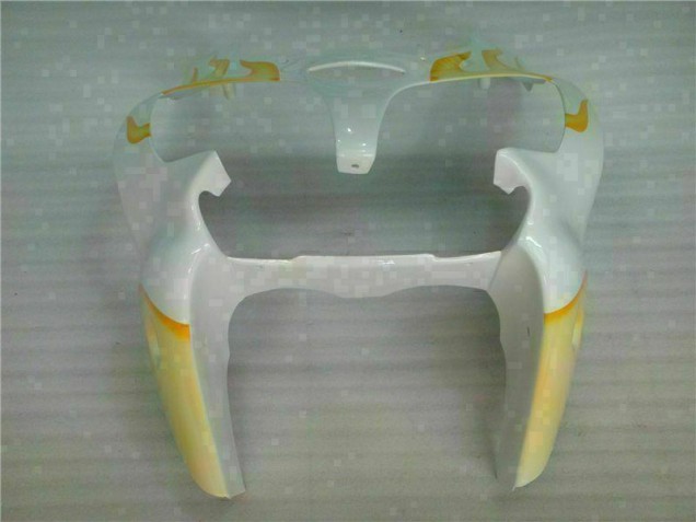 White Yellow Flame 2000-2002 Kawasaki ZX6R Motorcycle Fairings White Yellow Flame 2000-2002 Kawasaki ZX6R Motorcycle Fairings