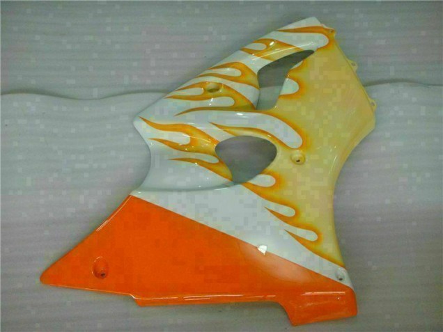 White Yellow Flame 2000-2002 Kawasaki ZX6R Motorcycle Fairings White Yellow Flame 2000-2002 Kawasaki ZX6R Motorcycle Fairings