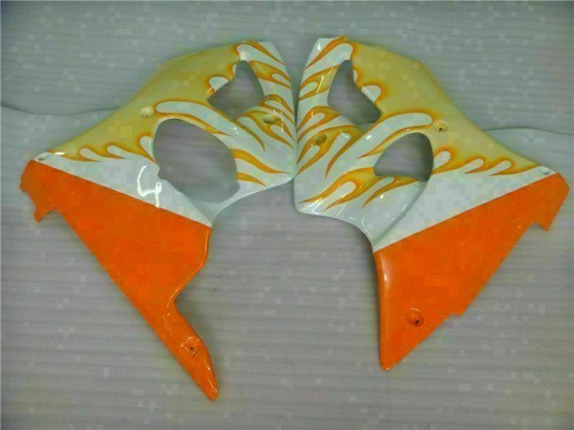White Yellow Flame 2000-2002 Kawasaki ZX6R Motorcycle Fairings White Yellow Flame 2000-2002 Kawasaki ZX6R Motorcycle Fairings